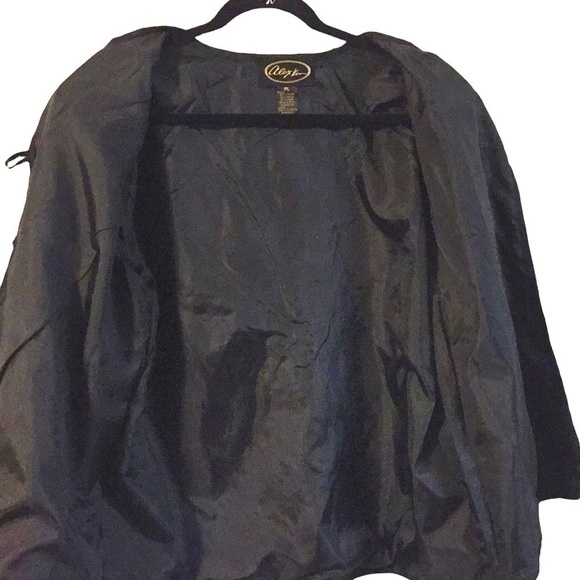 ALEX Kim lined open front blazer retro floral appliqués size large petite - Picture 5 of 8